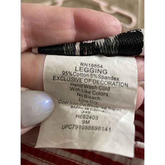 Rare Editions Red White Striped Leggings Baby Girl Size 9 Months - Picture 4 of 4